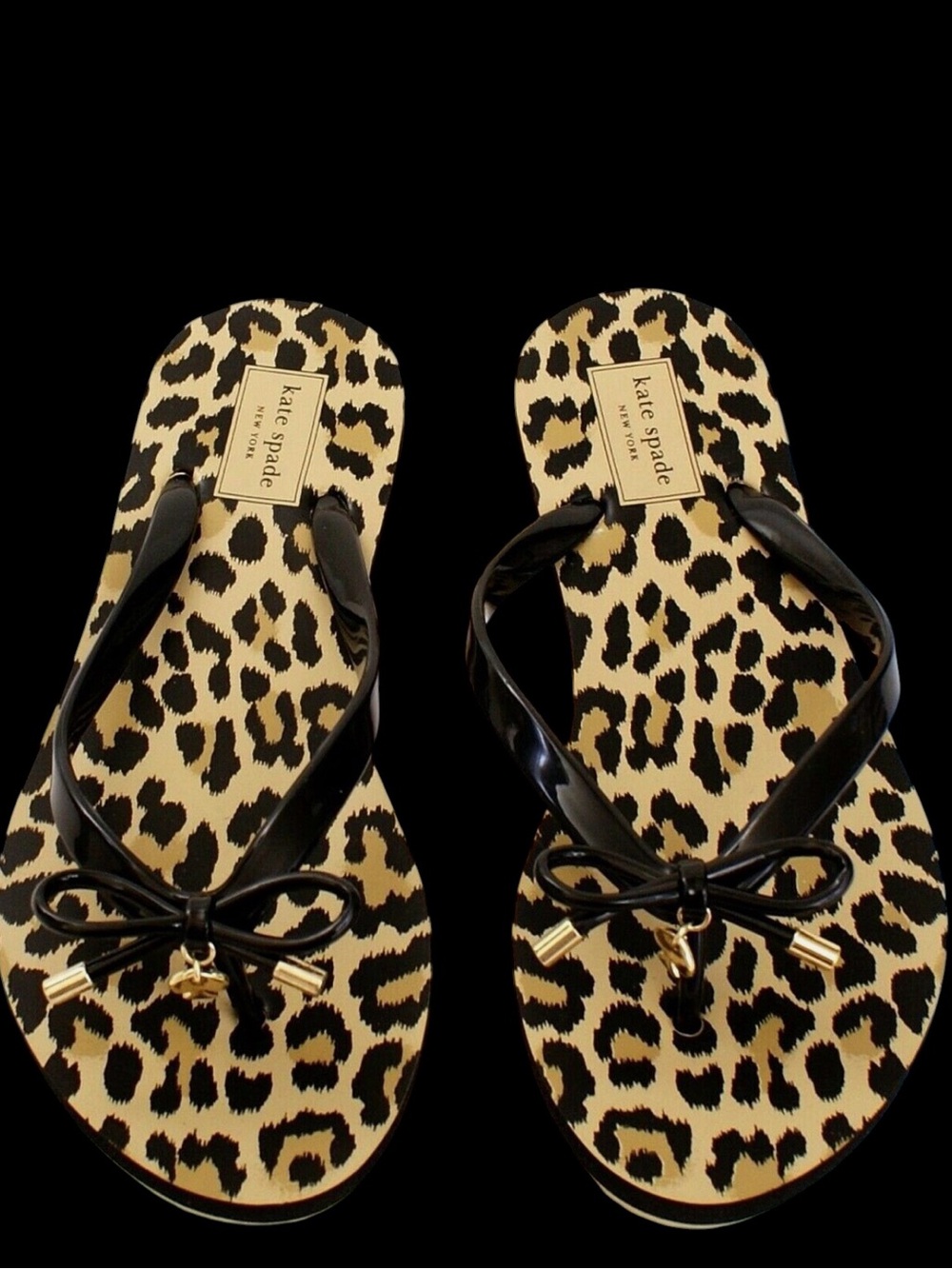 🐆 Kate Spade New York Leopard Print Bow Flip Flops Size 9/10